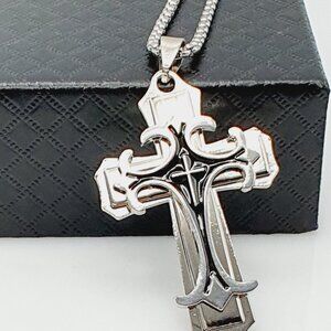 ❤️Stainless Steel Retro Layered Cross Necklace, N90201P119